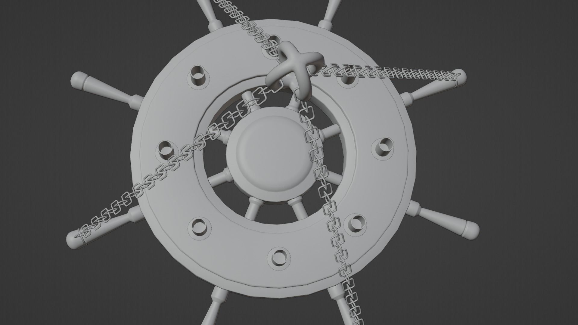 Ships Wheel Chandelier Low-poly 3D model_14