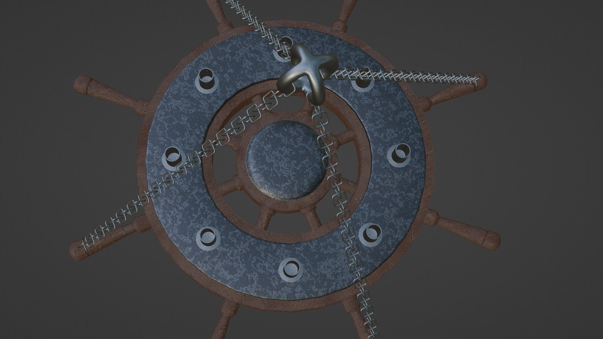 Ships Wheel Chandelier Low-poly 3D model_13
