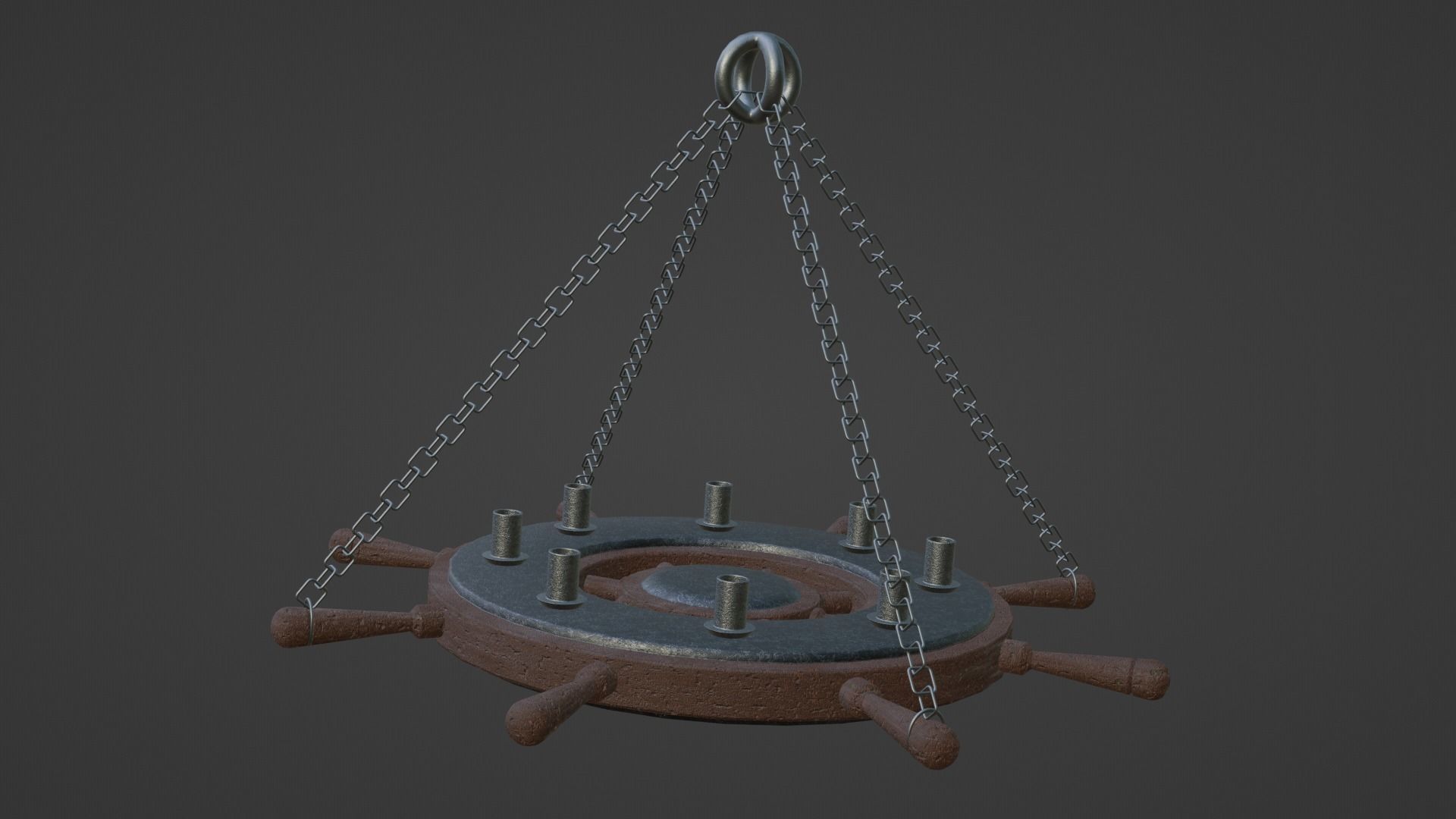 Ships Wheel Chandelier Low-poly 3D model_1
