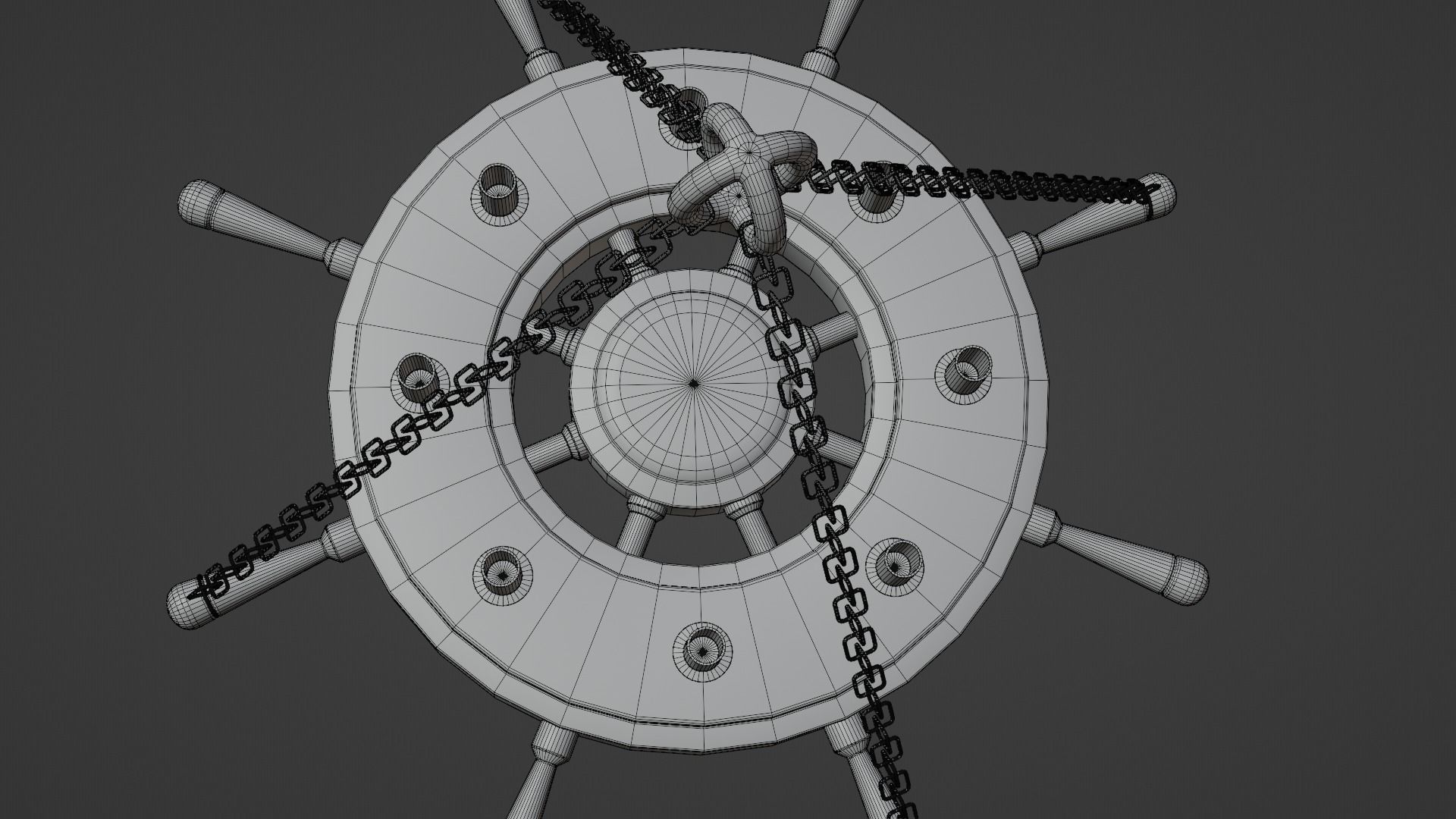 Ships Wheel Chandelier Low-poly 3D model_15