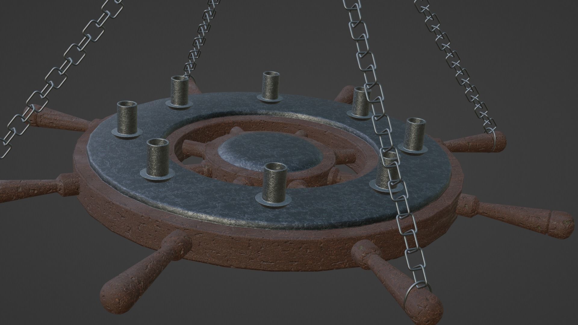 Ships Wheel Chandelier Low-poly 3D model_10
