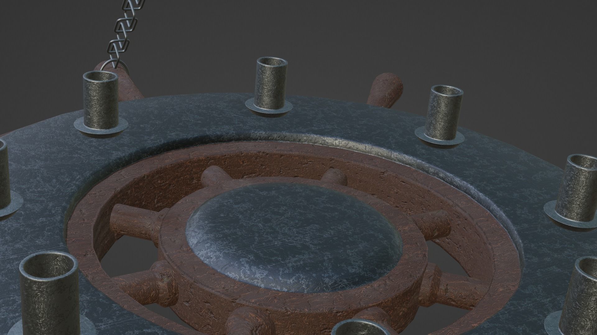 Ships Wheel Chandelier Low-poly 3D model_16
