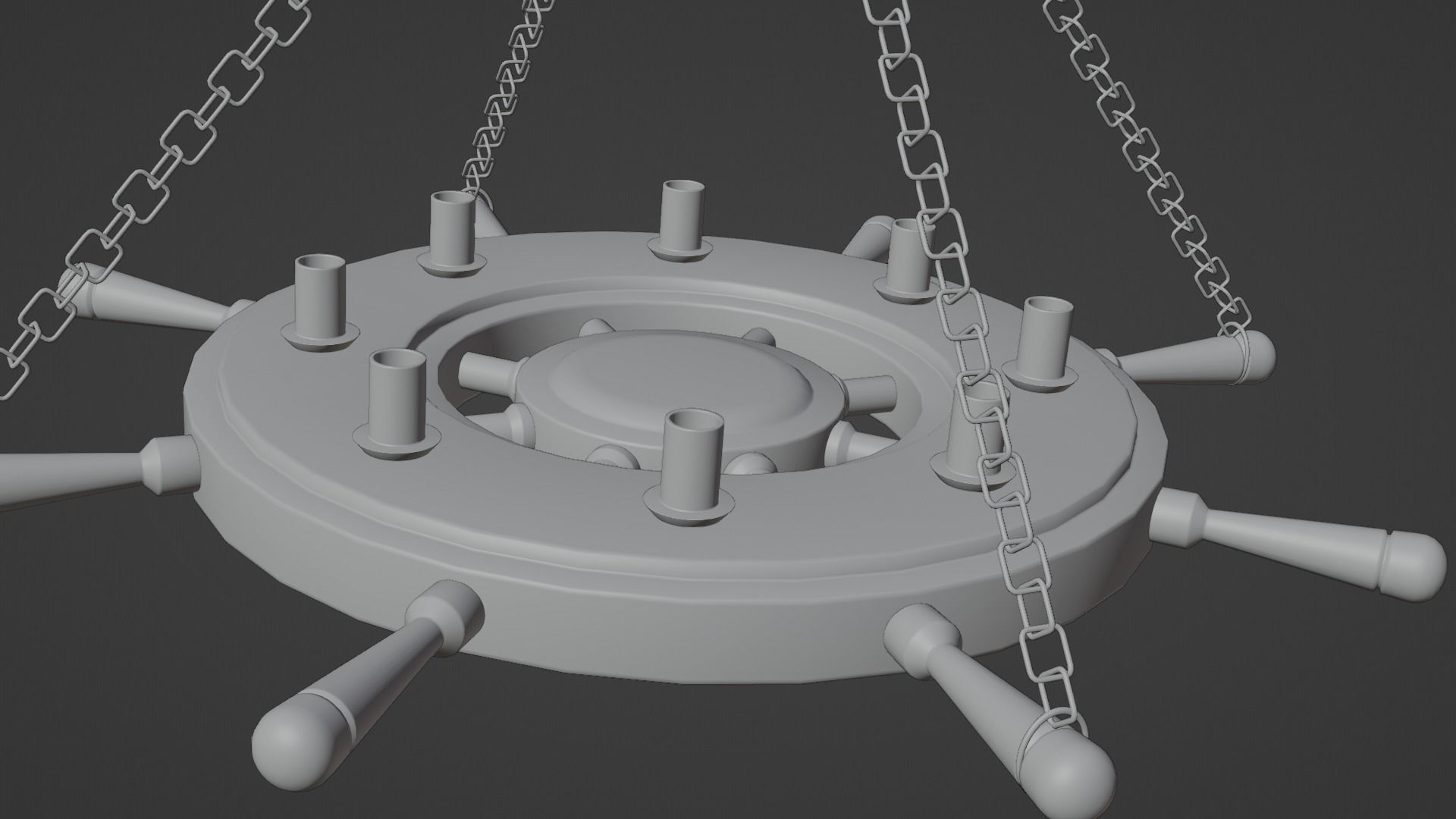 Ships Wheel Chandelier Low-poly 3D model_11