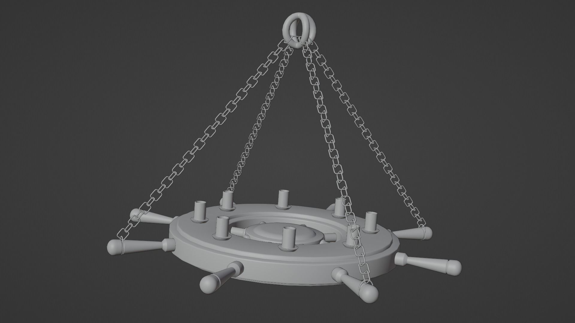 Ships Wheel Chandelier Low-poly 3D model_2