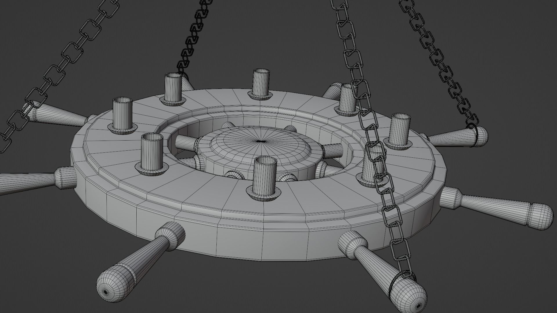 Ships Wheel Chandelier Low-poly 3D model_12