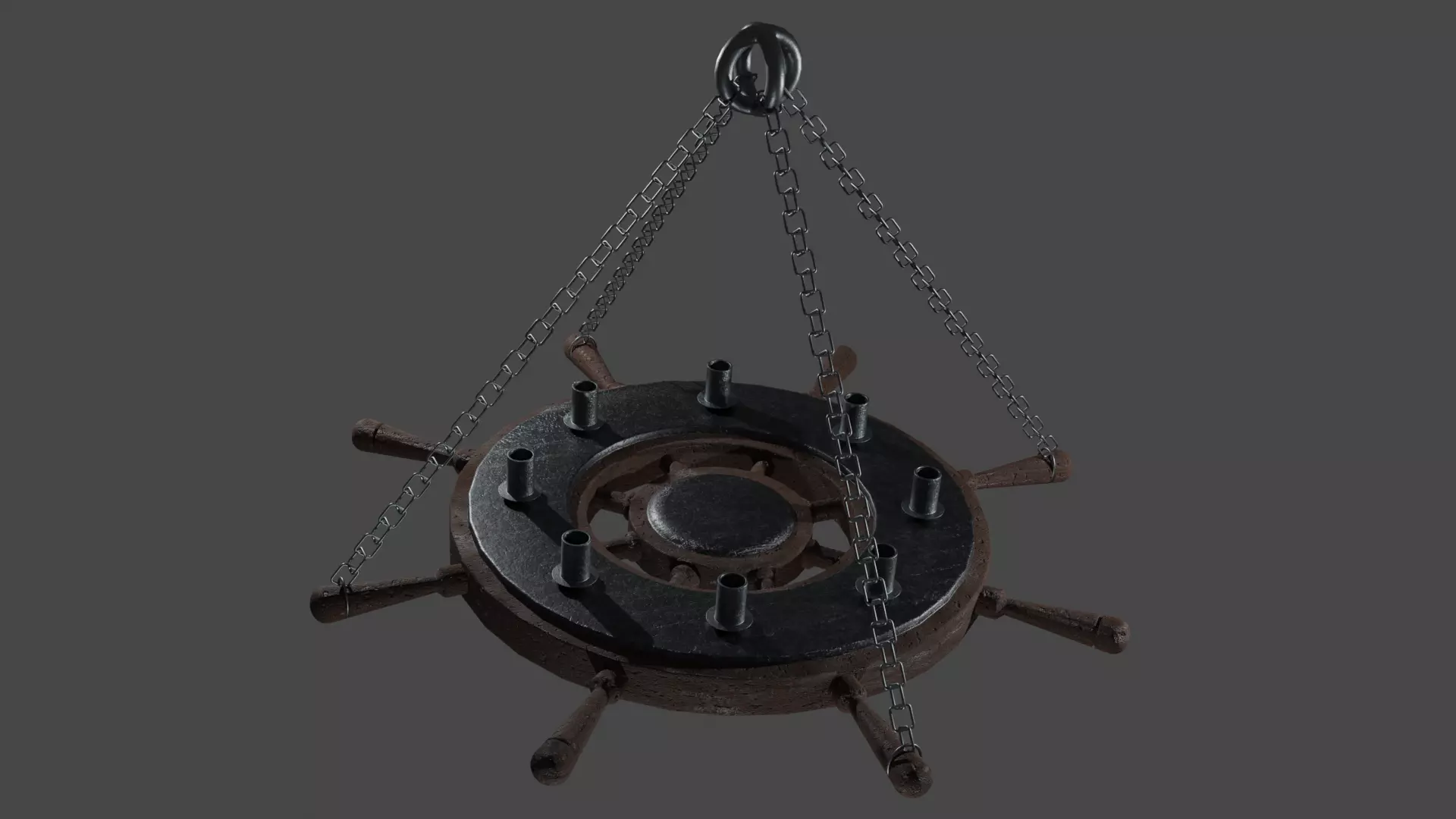 Ships Wheel Chandelier Low-poly 3D model_0
