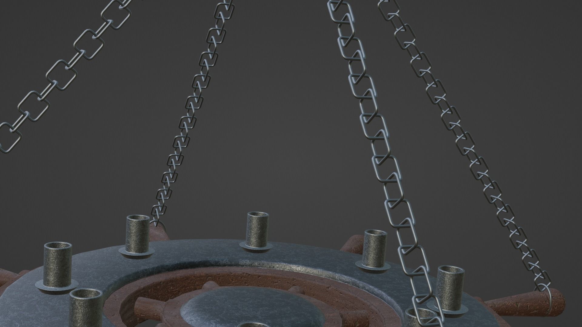Ships Wheel Chandelier Low-poly 3D model_7