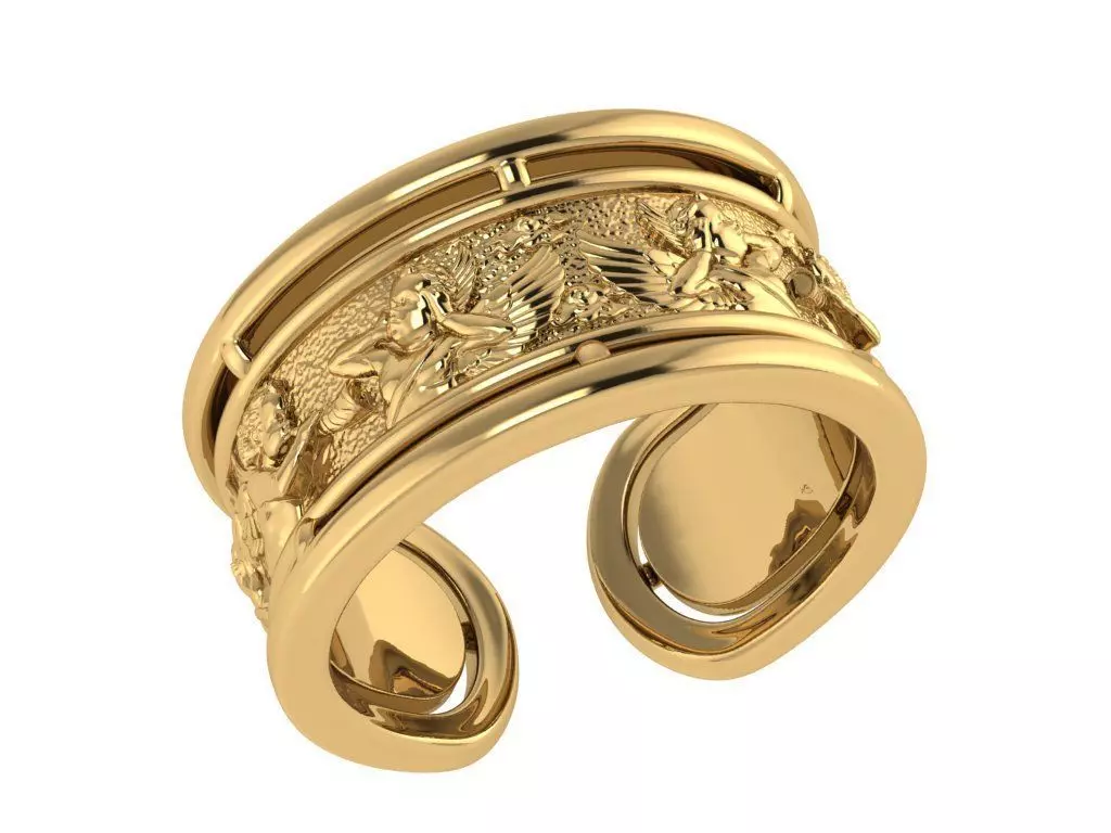 Ring170 gold ring with design 3D print model