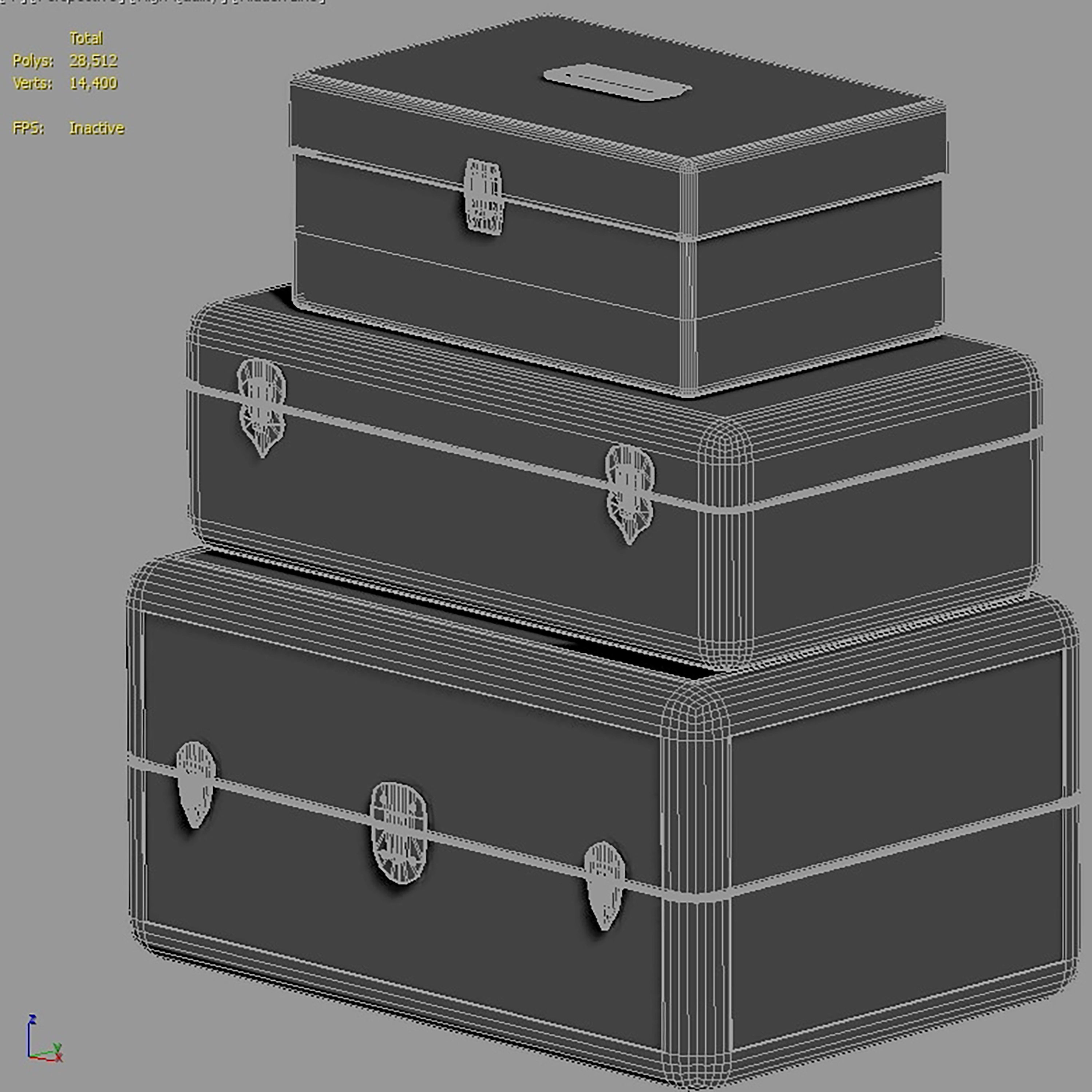 Vintage Metal Boxes Low-poly 3D model_5