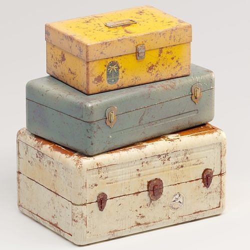 Vintage Metal Boxes Low-poly 3D model