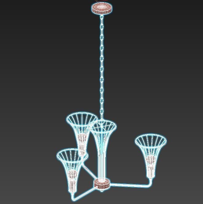 lumien three light chandelier gold 3D model_2