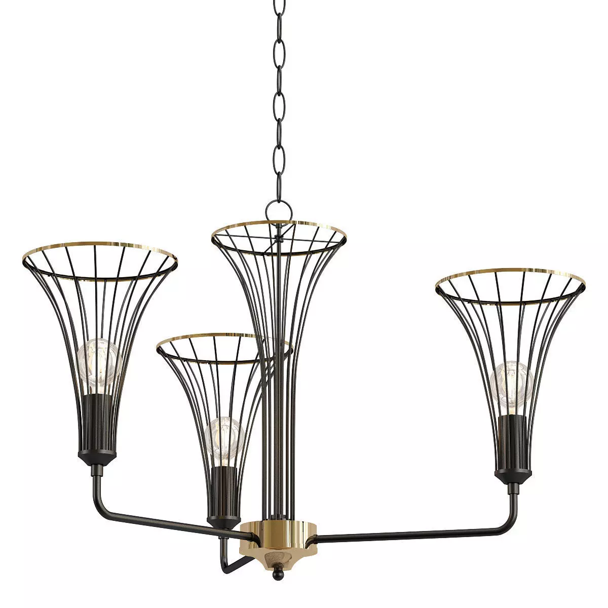 lumien three light chandelier gold 3D model_0