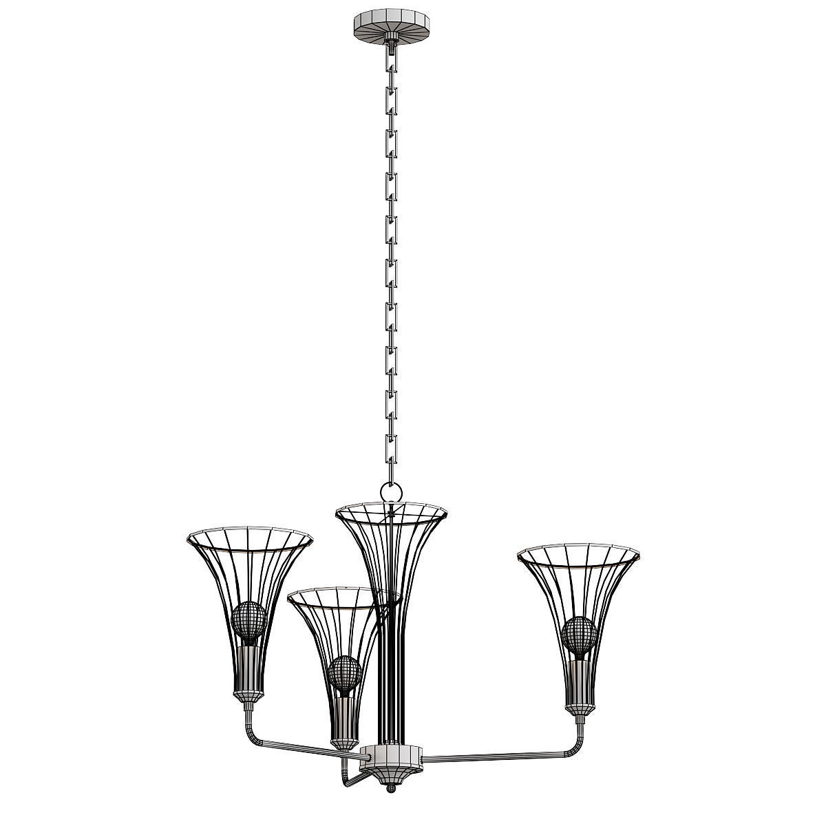 lumien three light chandelier gold 3D model_1