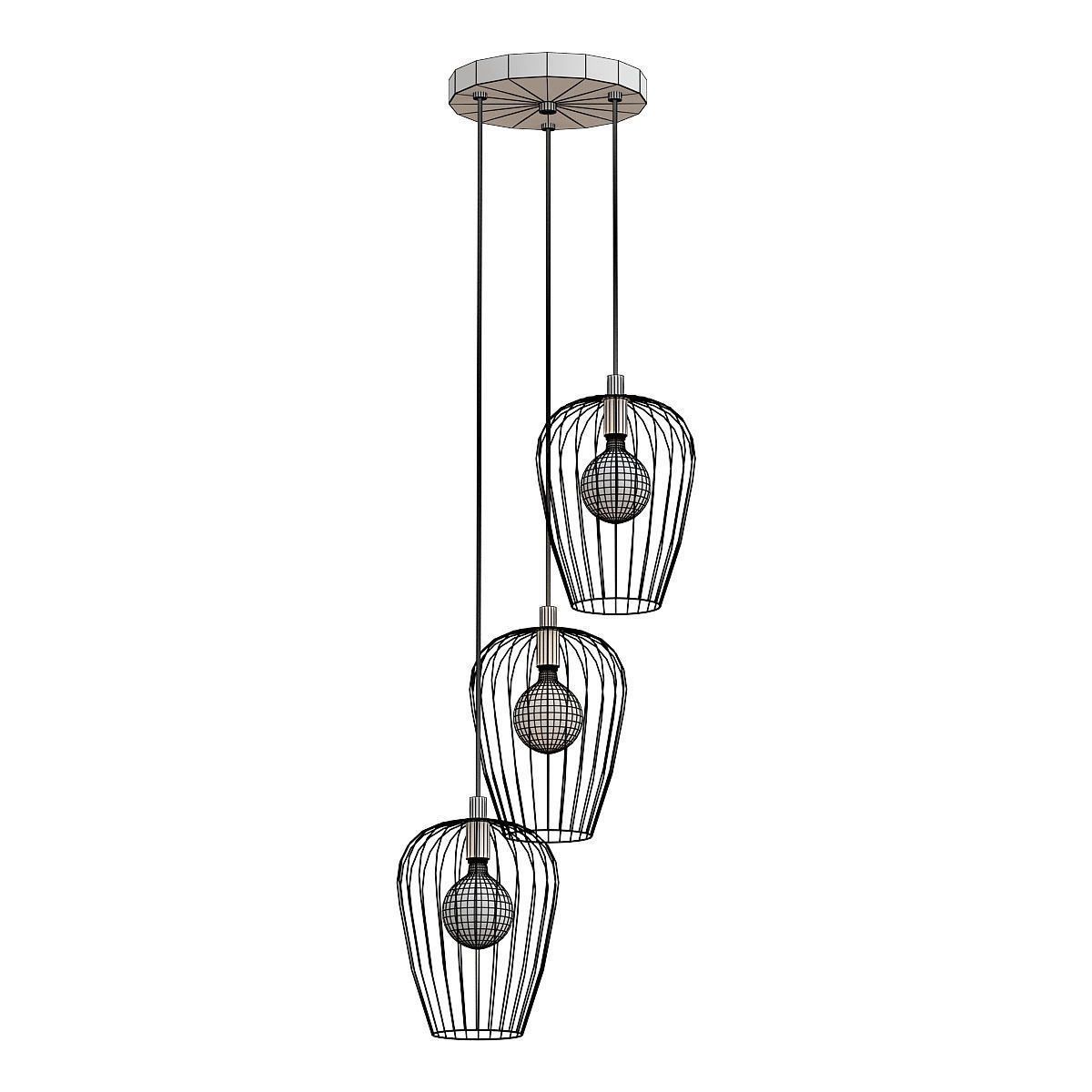 newtown three light cage pendant 3D model_1