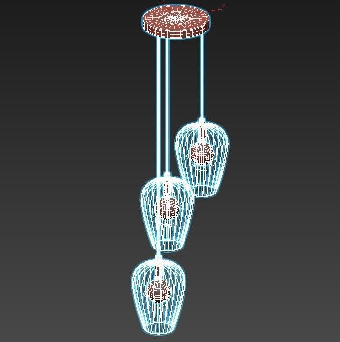 newtown three light cage pendant 3D model_3