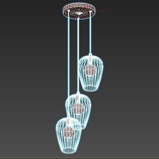 newtown three light cage pendant 3D model_2