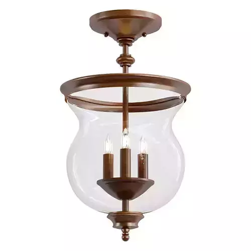 feiss three light semi-flush fixture with clear glass