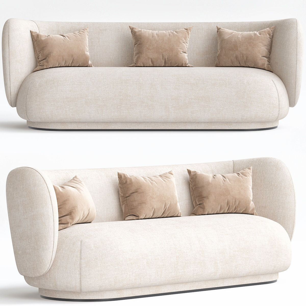 Rico Sofa 3 and 4 by seater by ferm Living 3d model Low-poly 3D model_1