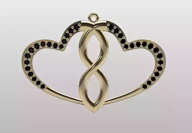 LOVE LOVE gold heart pendant with diamonds