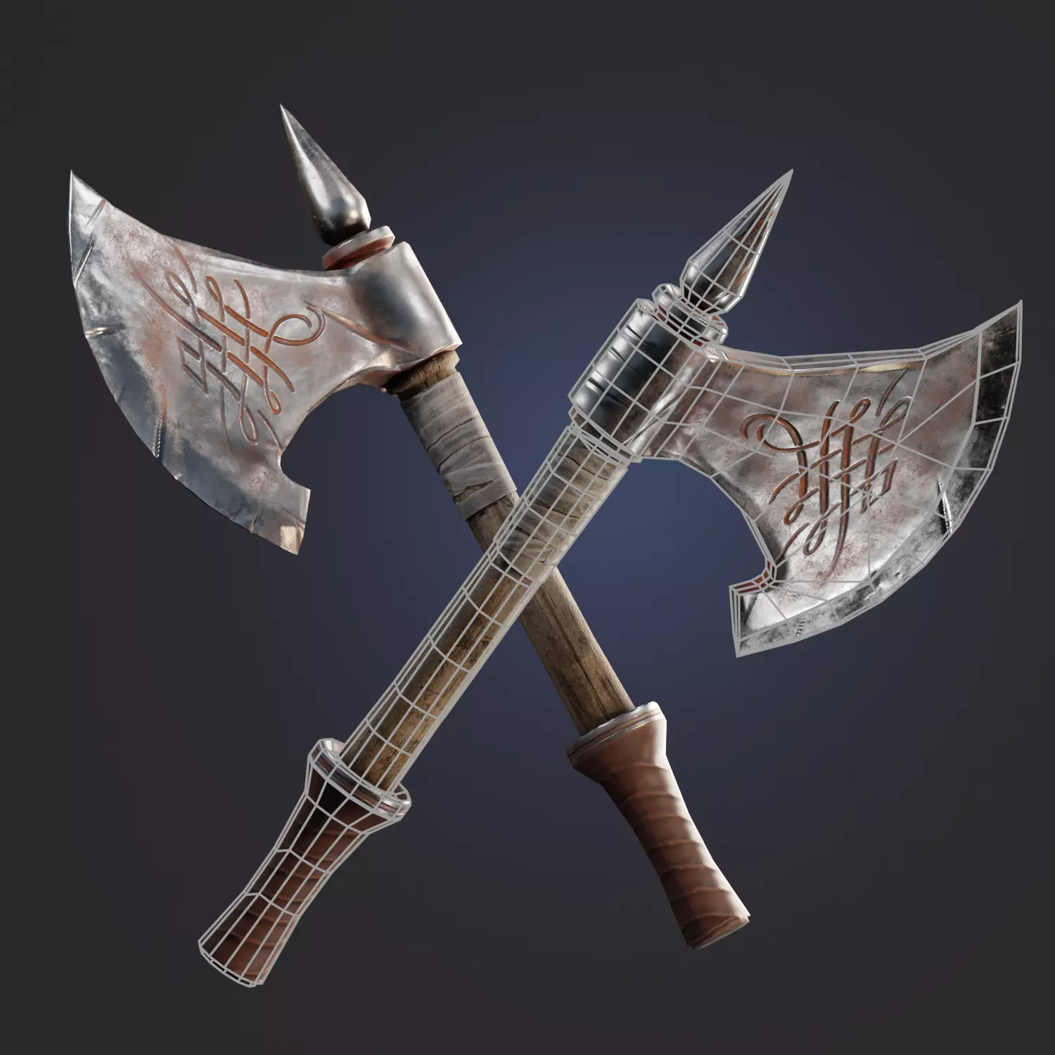 Axe Low-poly 3D model viking Free low-poly 3D model