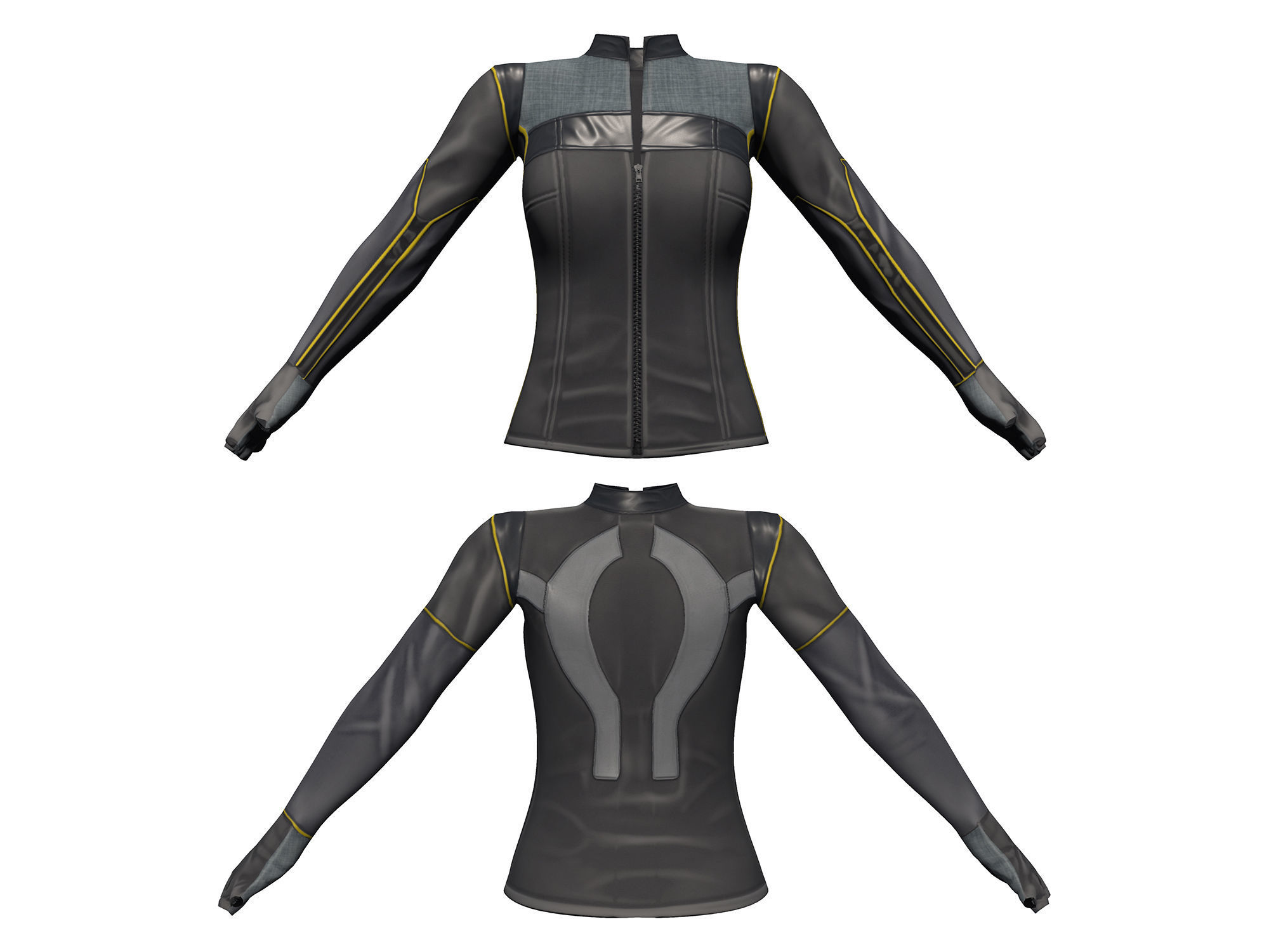 Futuristic Sci-Fi Full Outfit Jacket Pants Arm Shield Low-poly 3D model_3