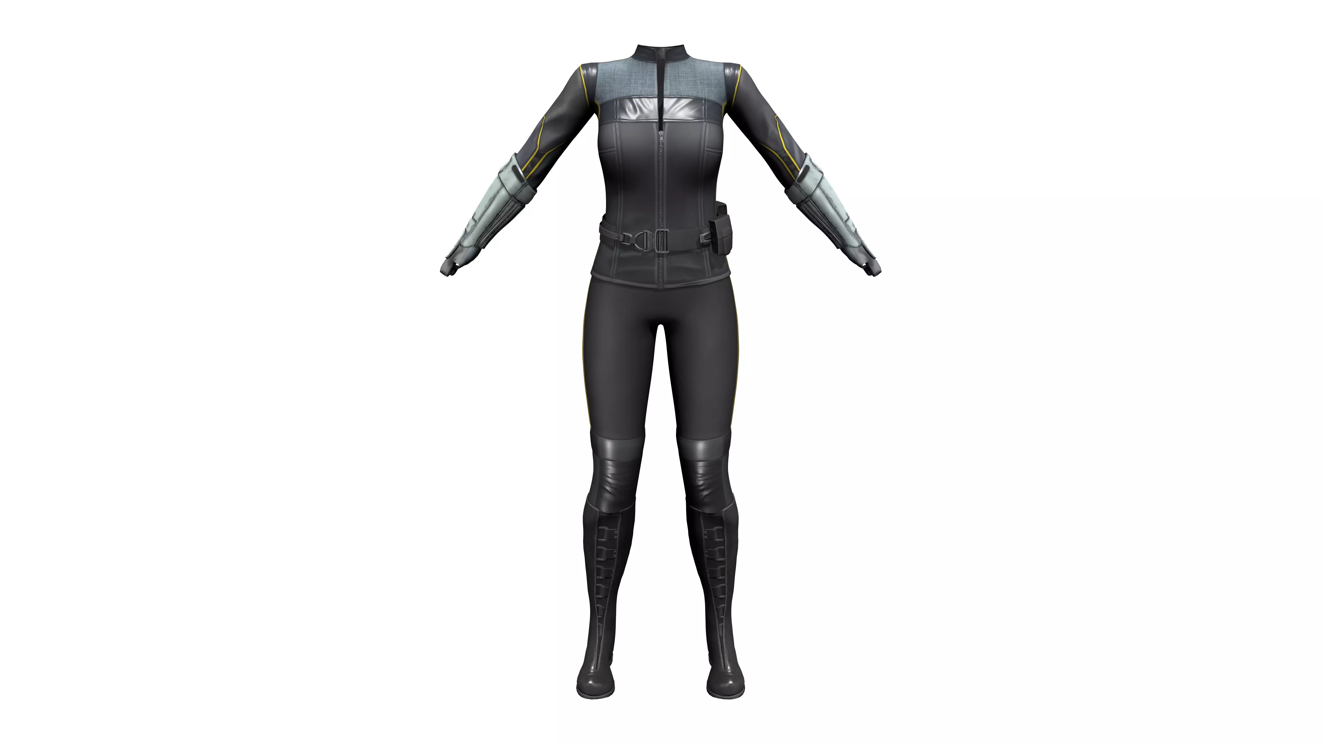 Futuristic Sci-Fi Full Outfit Jacket Pants Arm Shield Low-poly 3D model_0