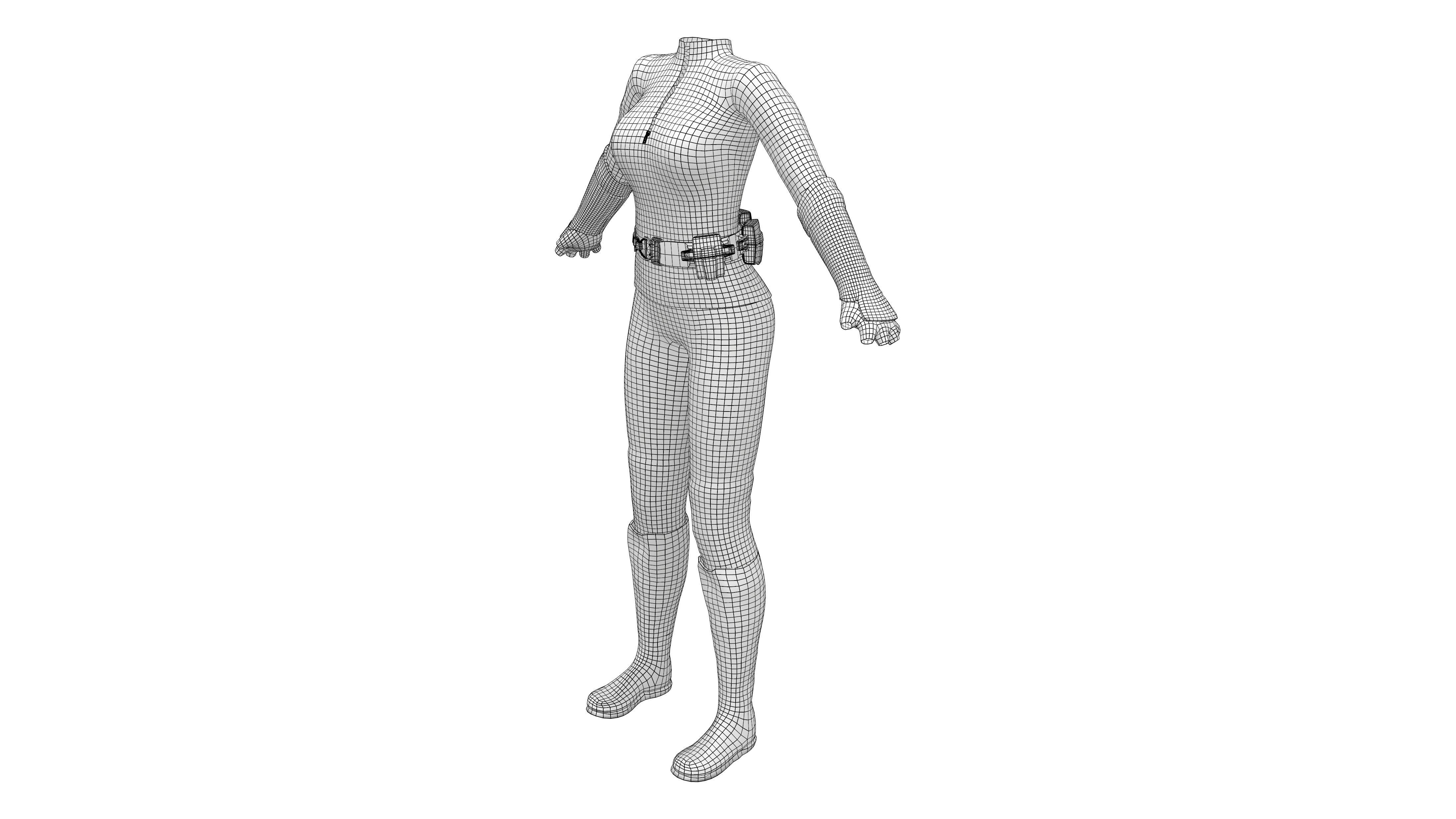 Futuristic Sci-Fi Full Outfit Jacket Pants Arm Shield Low-poly 3D model_13