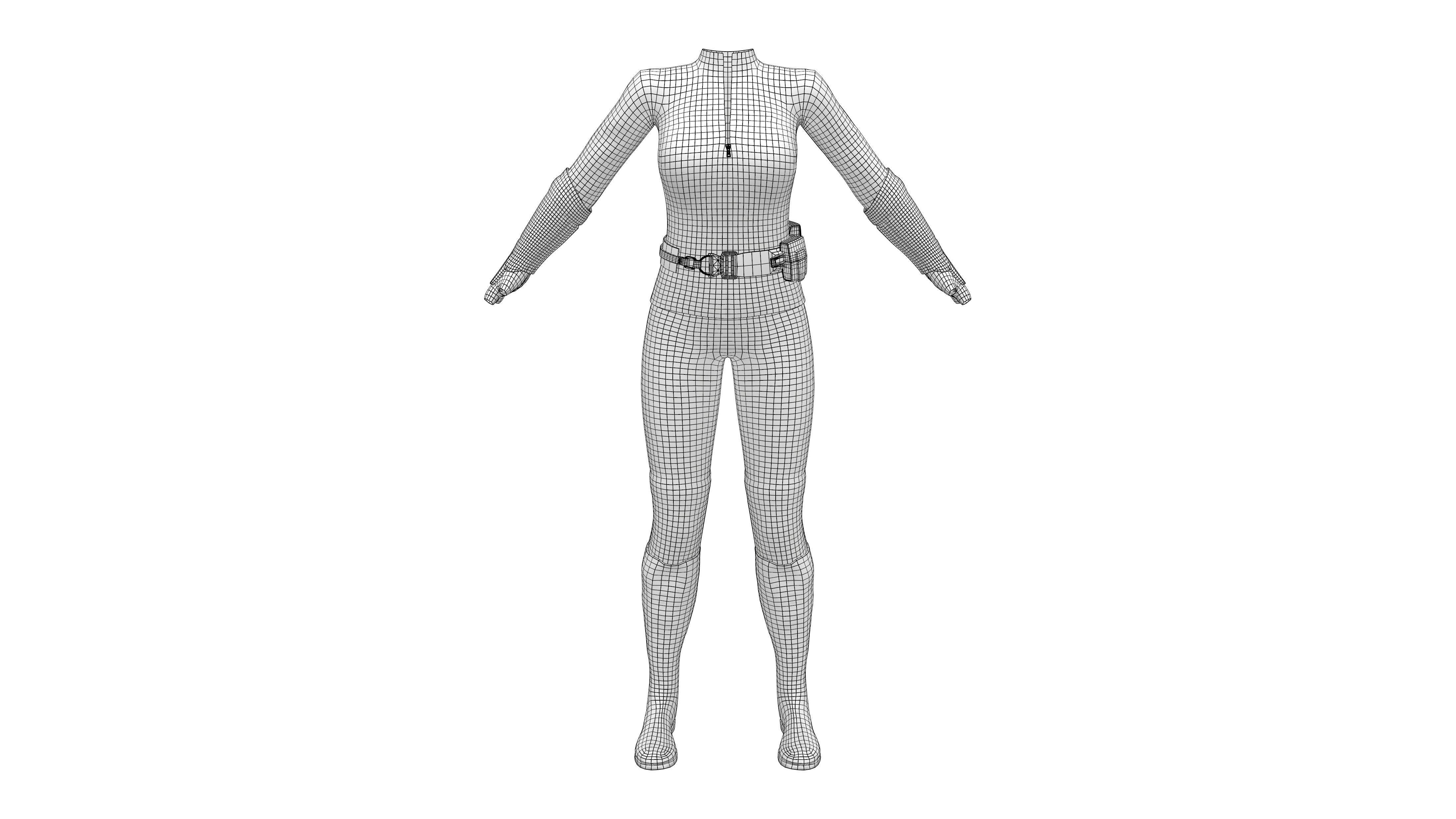 Futuristic Sci-Fi Full Outfit Jacket Pants Arm Shield Low-poly 3D model_12