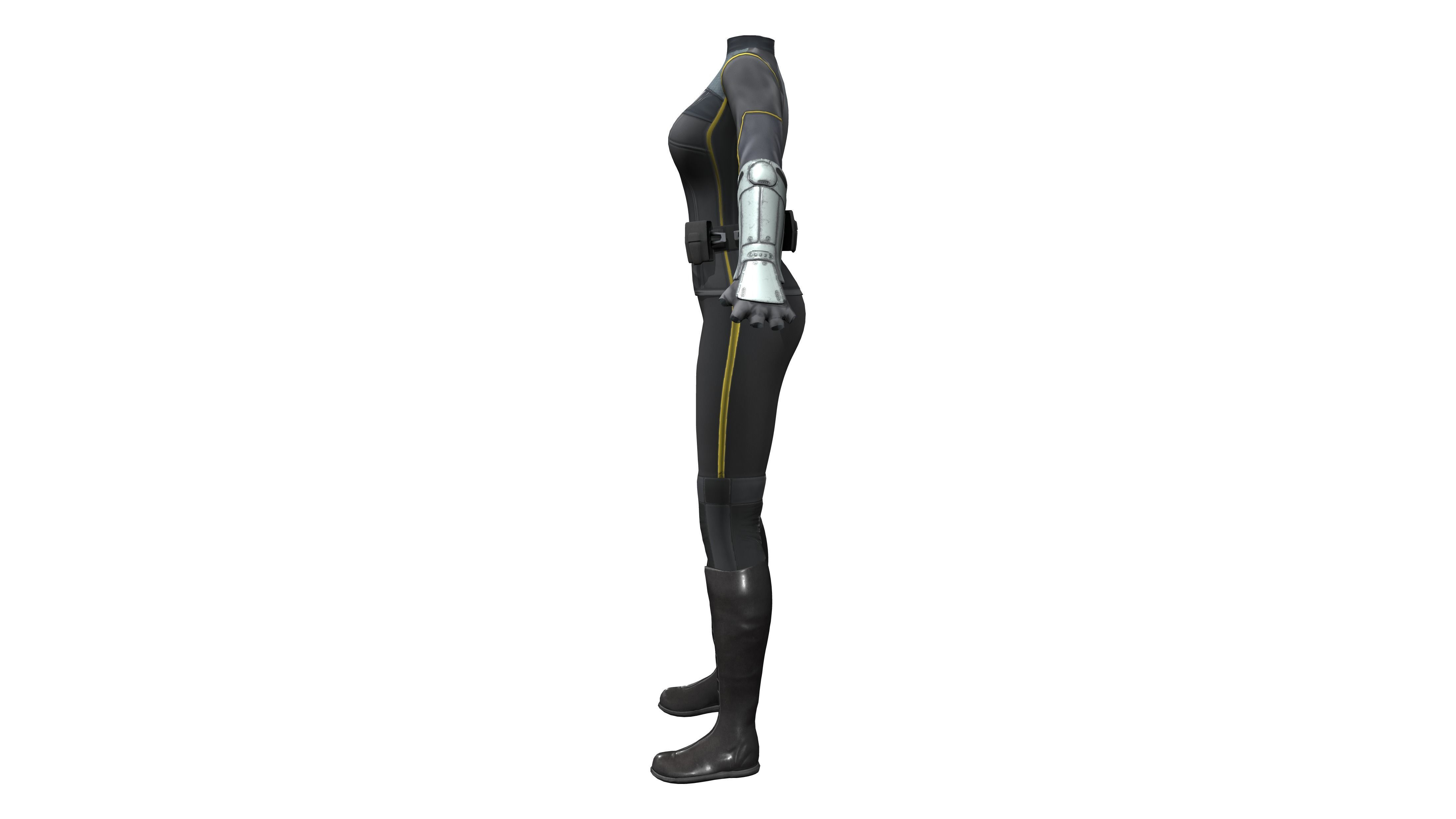 Futuristic Sci-Fi Full Outfit Jacket Pants Arm Shield Low-poly 3D model_9