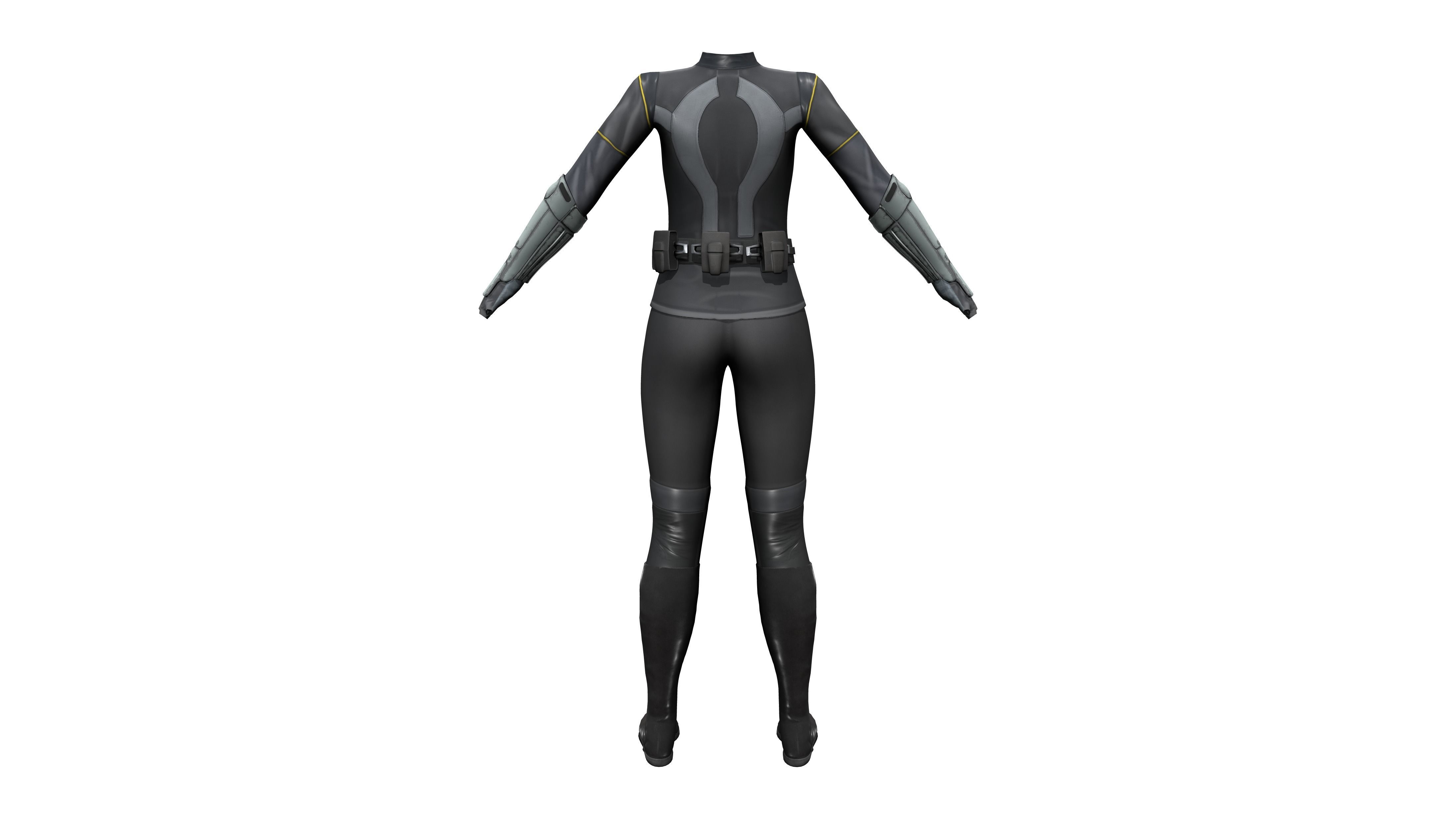 Futuristic Sci-Fi Full Outfit Jacket Pants Arm Shield Low-poly 3D model_10