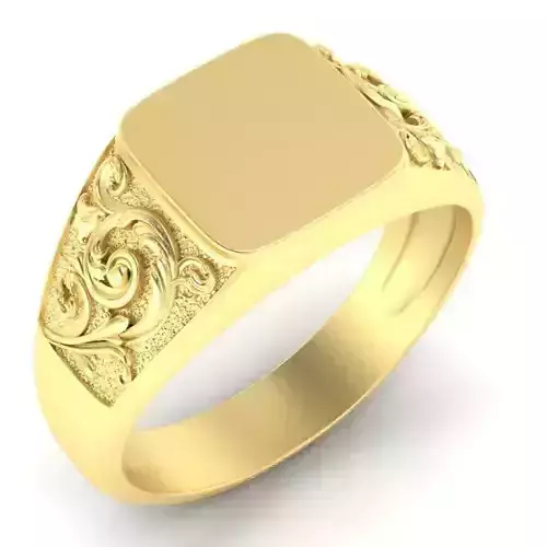 mens signet  ring with pattern   3D print model