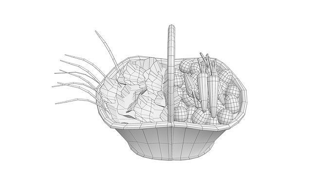 Farmer Vegetable Basket Low-poly 3D model 7
