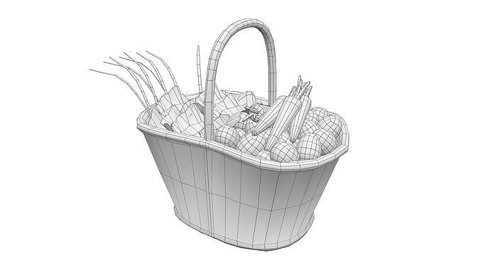 Farmer Vegetable Basket Low-poly 3D model 6