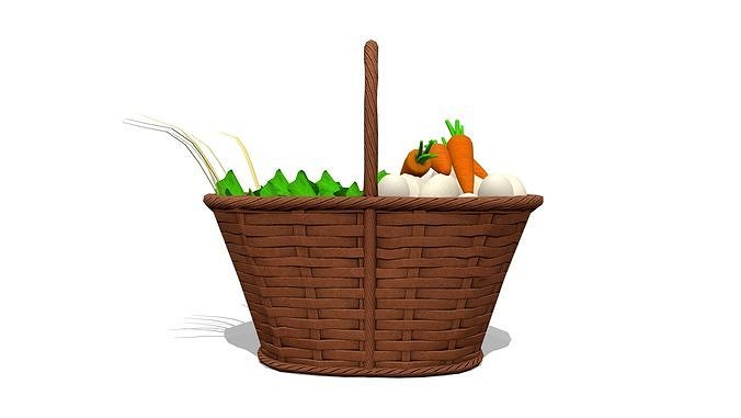 Farmer Vegetable Basket Low-poly 3D model 2