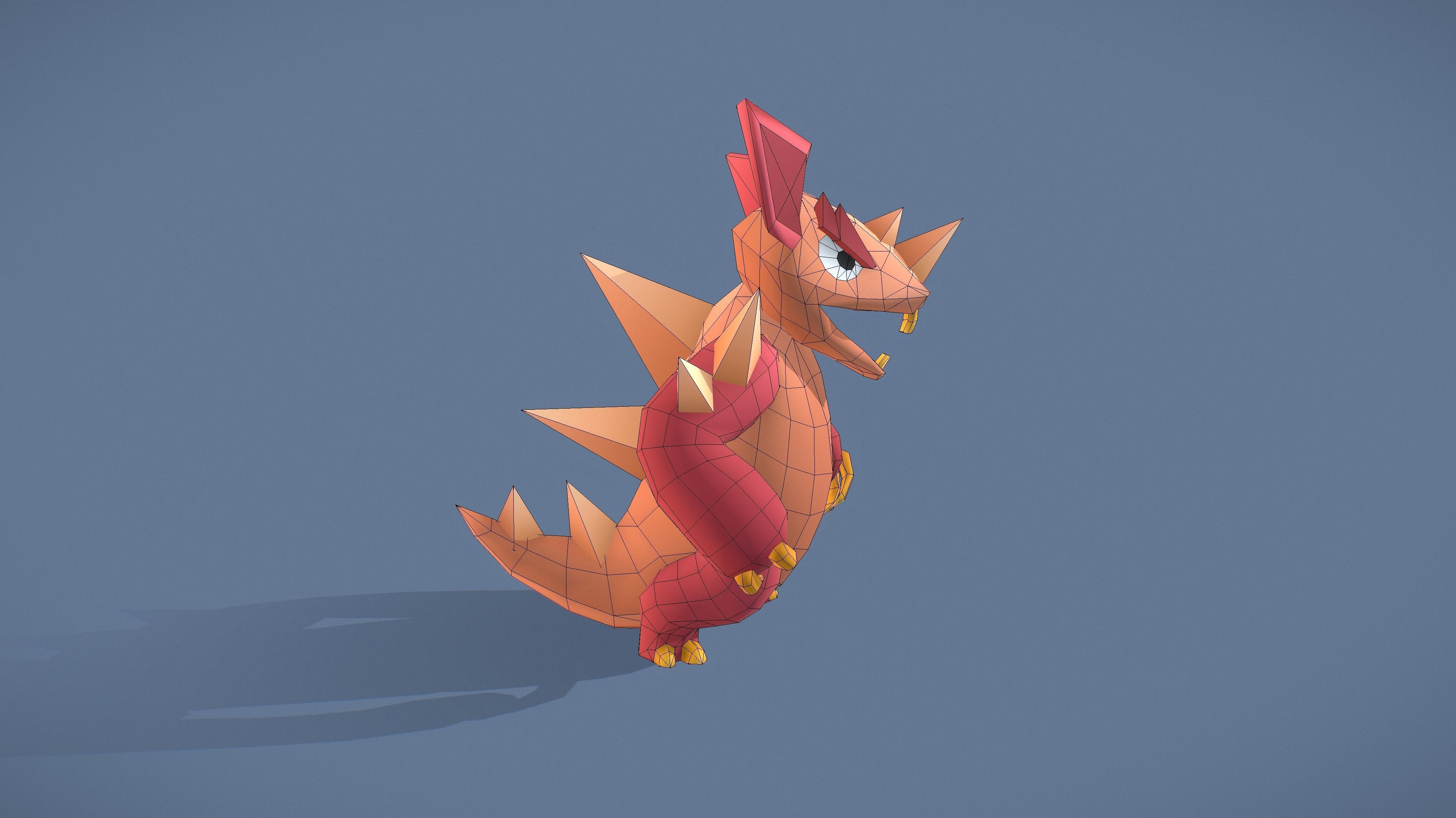 Cartoon Characters - Big Armadillo Warrior Low-poly 3D model_11