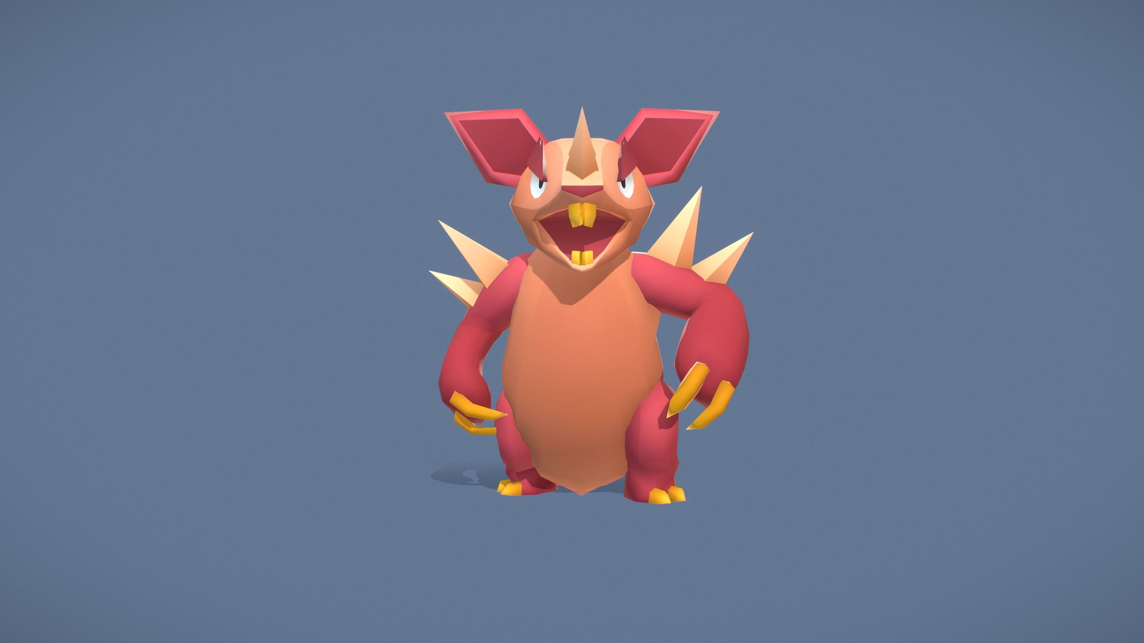 Cartoon Characters - Big Armadillo Warrior Low-poly 3D model_12