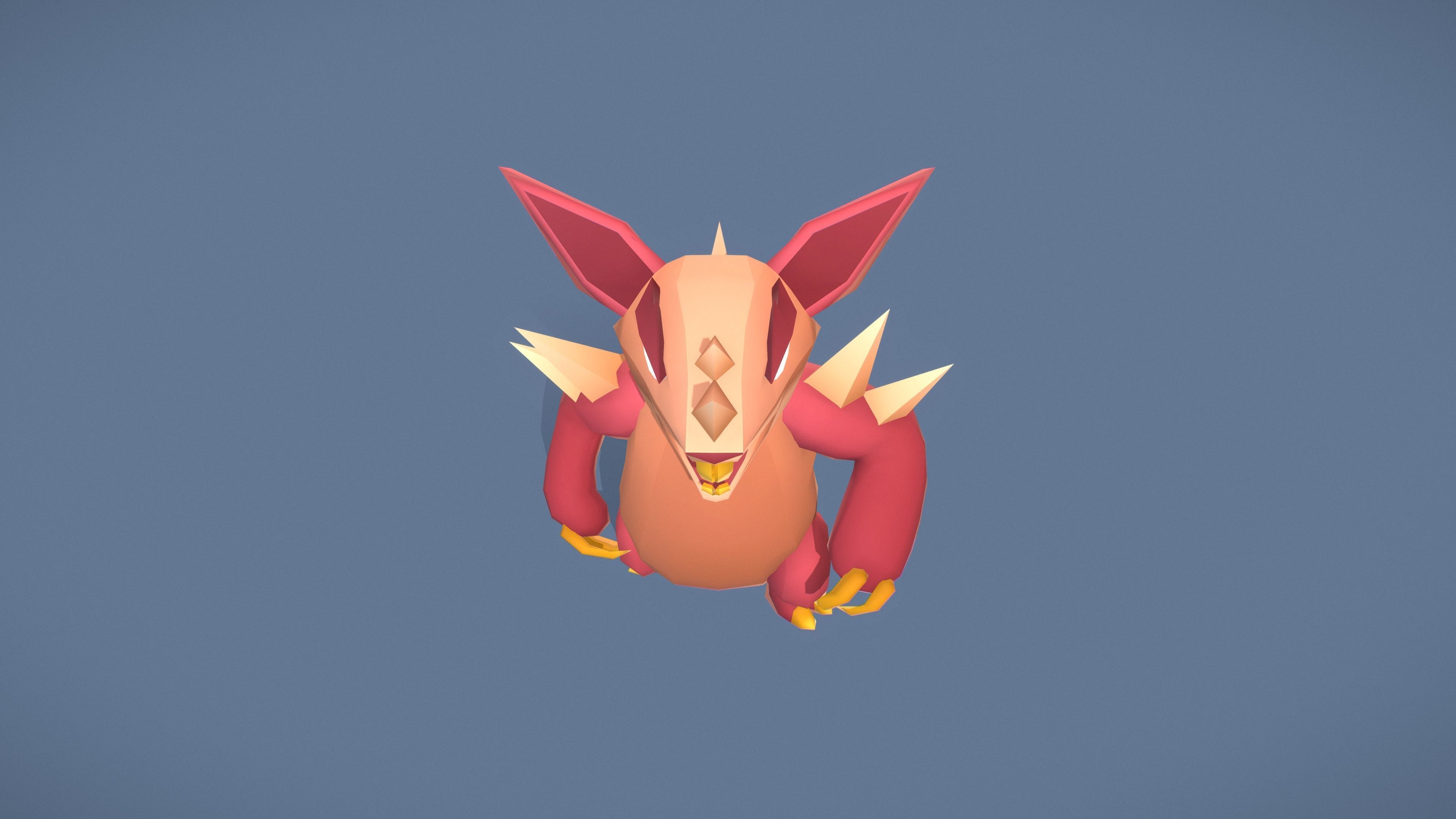 Cartoon Characters - Big Armadillo Warrior Low-poly 3D model_4