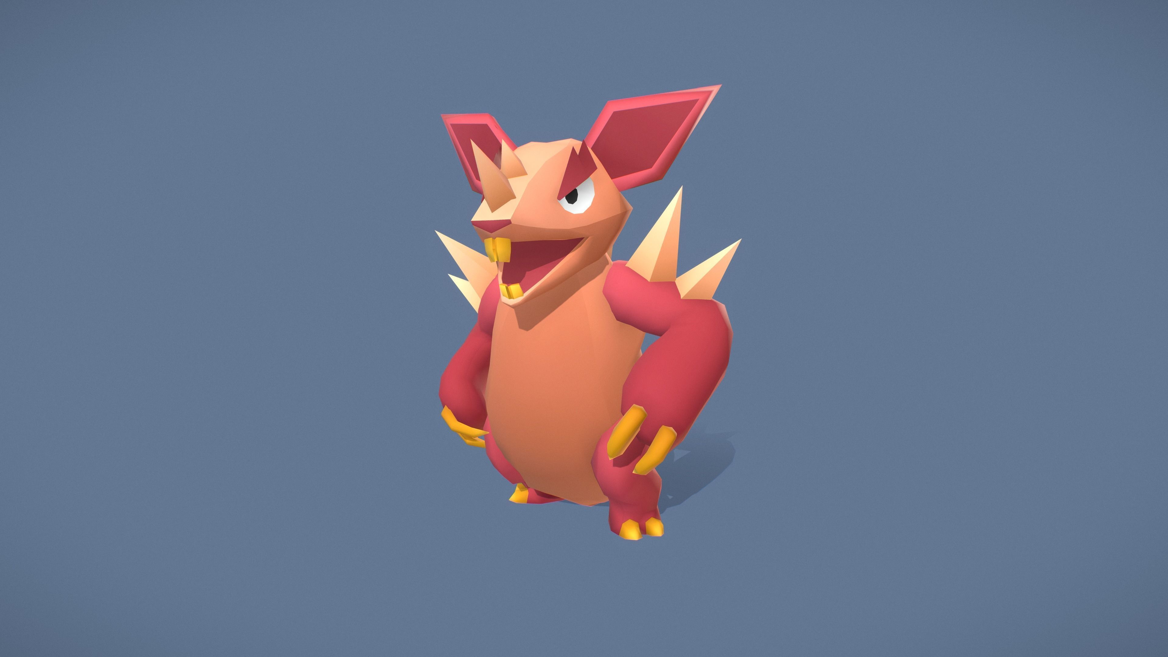 Cartoon Characters - Big Armadillo Warrior Low-poly 3D model_2