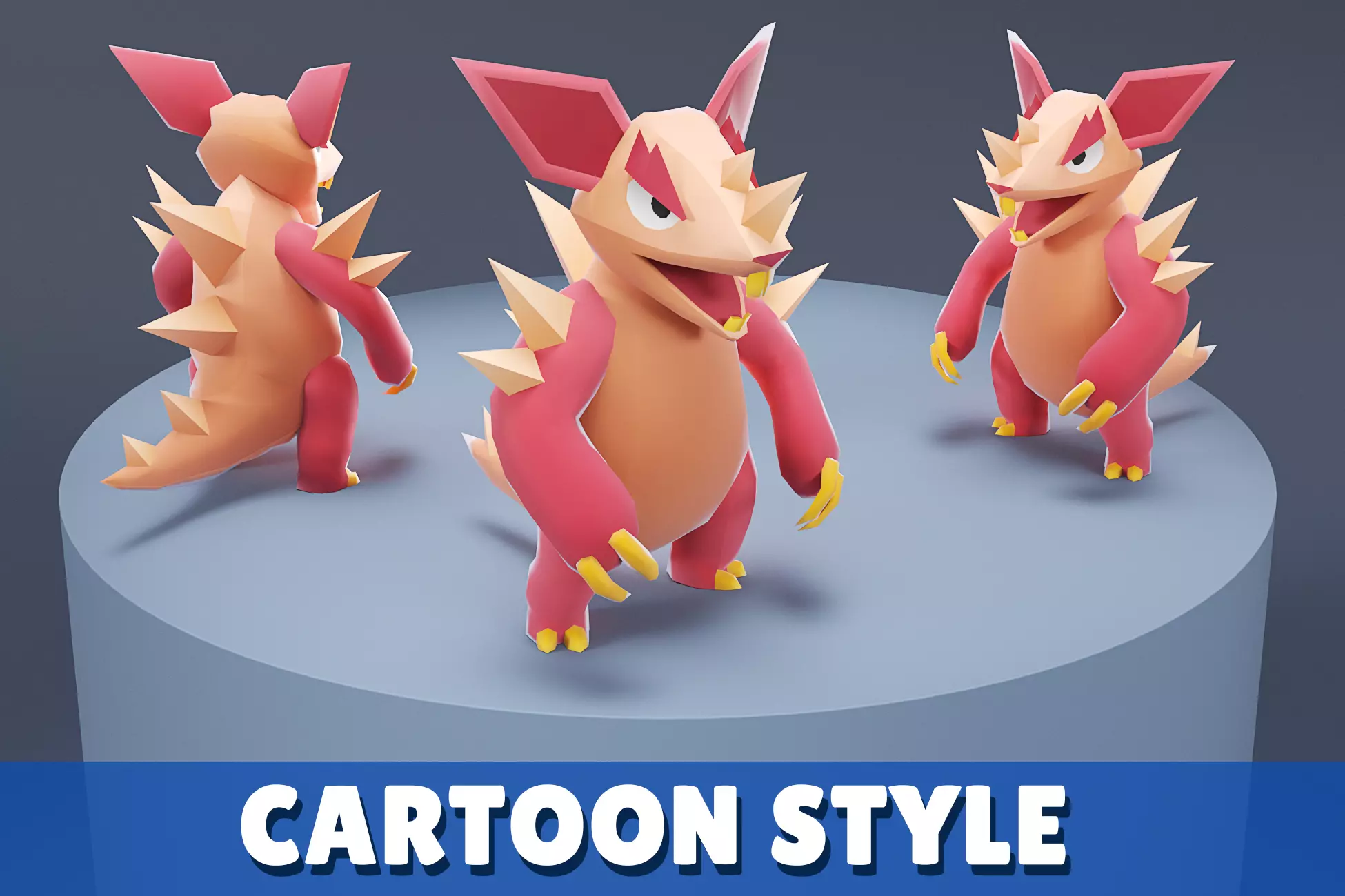 Cartoon Characters - Big Armadillo Warrior Low-poly 3D model_0