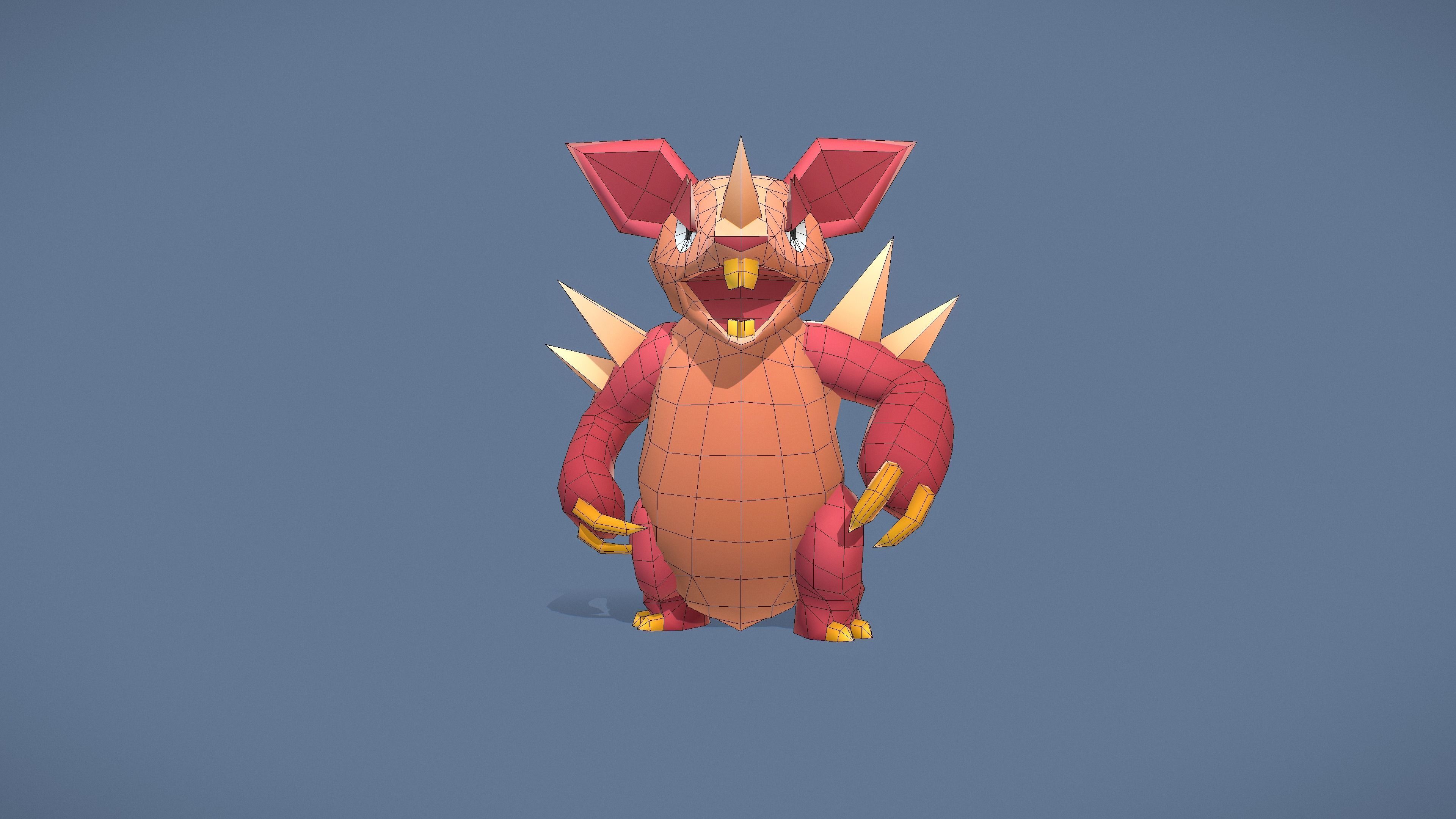 Cartoon Characters - Big Armadillo Warrior Low-poly 3D model_13