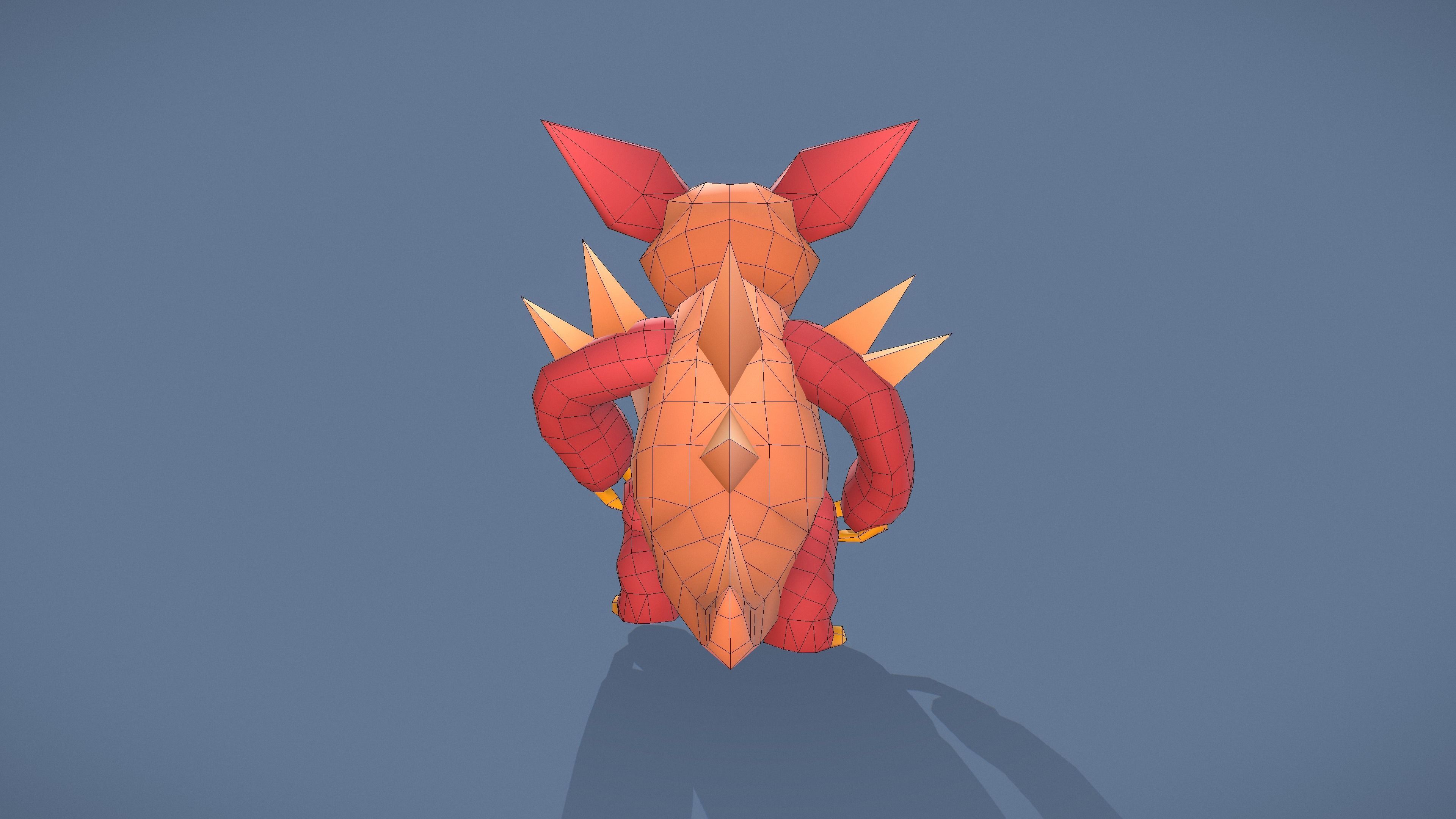 Cartoon Characters - Big Armadillo Warrior Low-poly 3D model_9