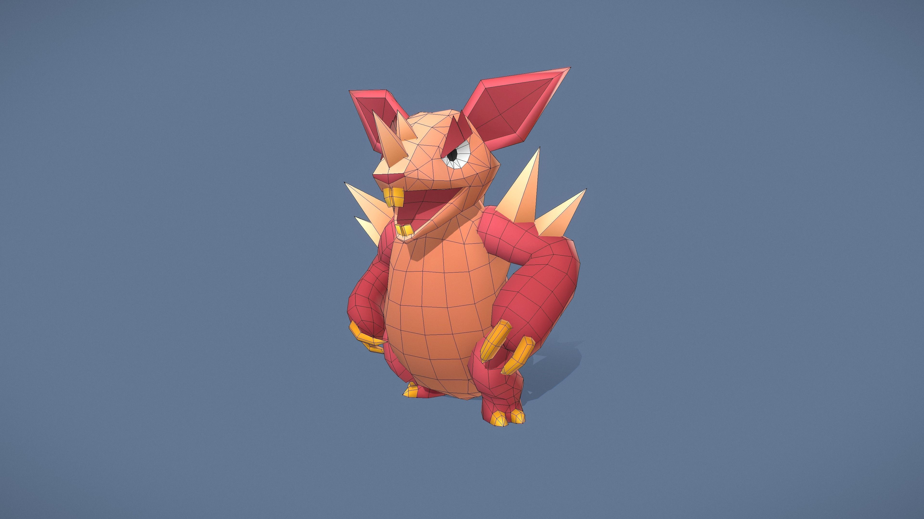 Cartoon Characters - Big Armadillo Warrior Low-poly 3D model_3