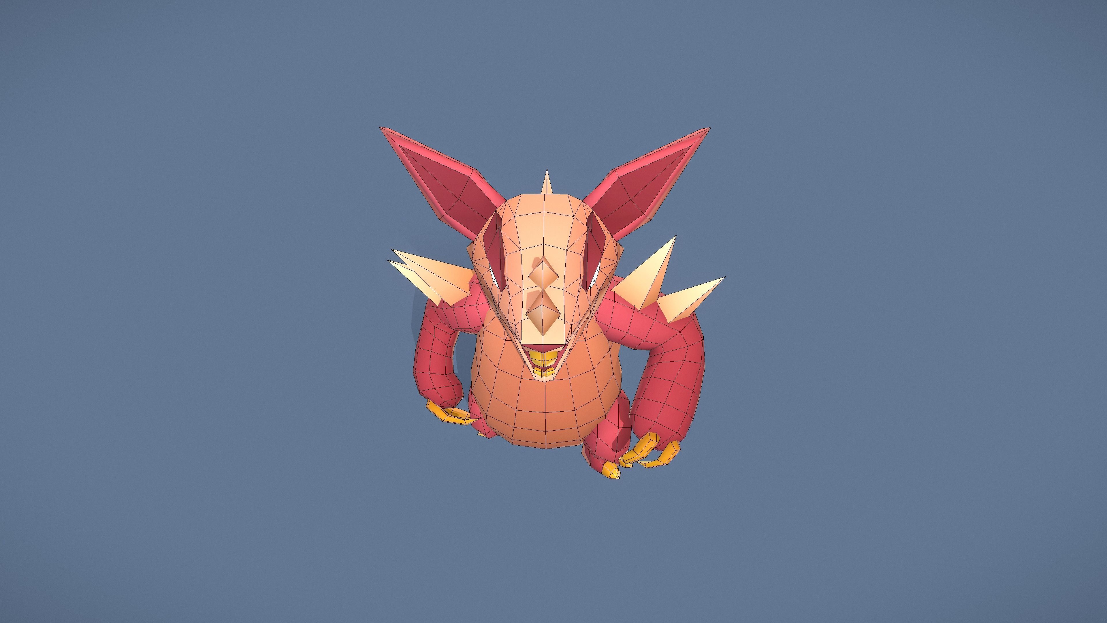 Cartoon Characters - Big Armadillo Warrior Low-poly 3D model_5