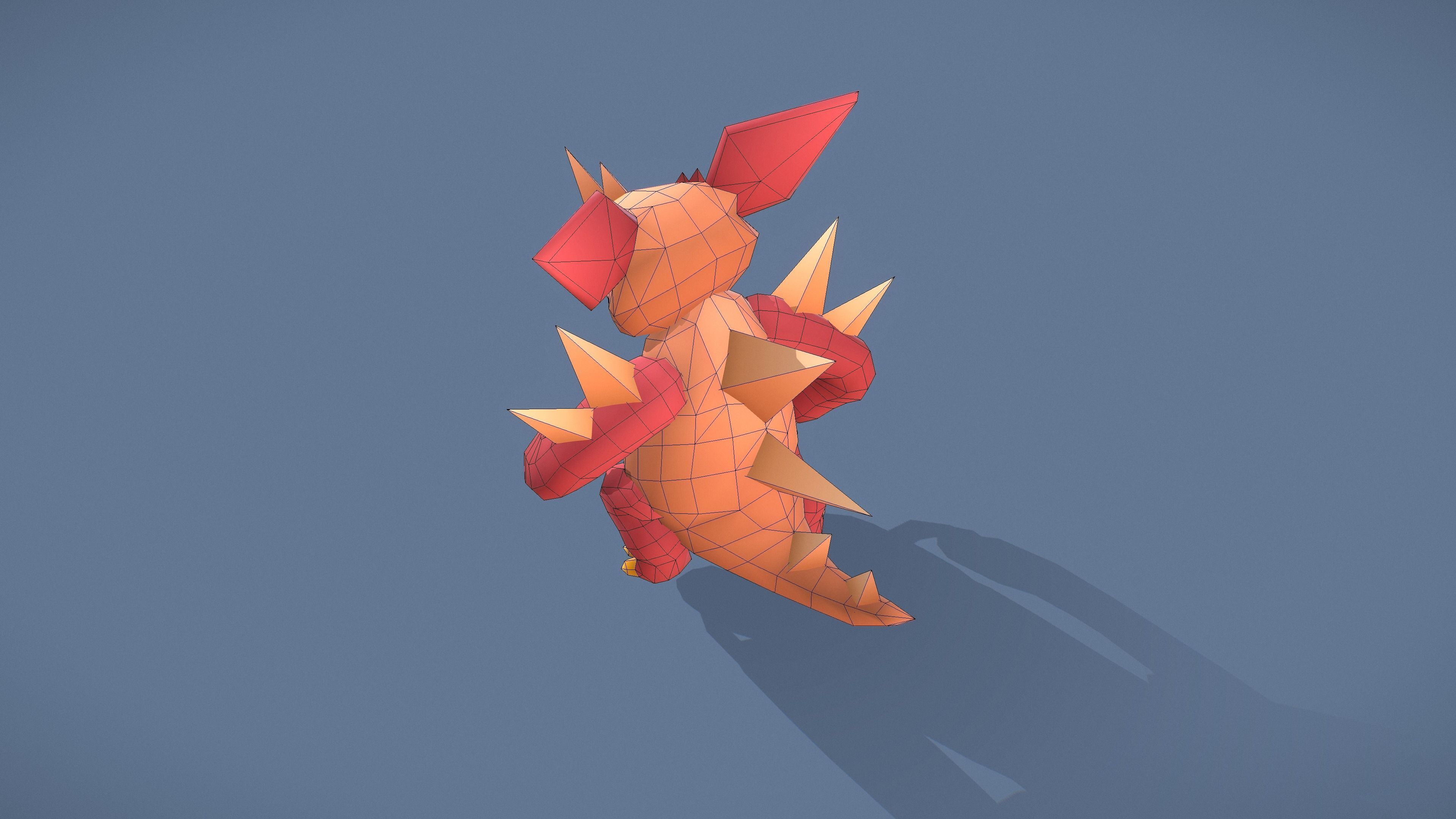 Cartoon Characters - Big Armadillo Warrior Low-poly 3D model_15