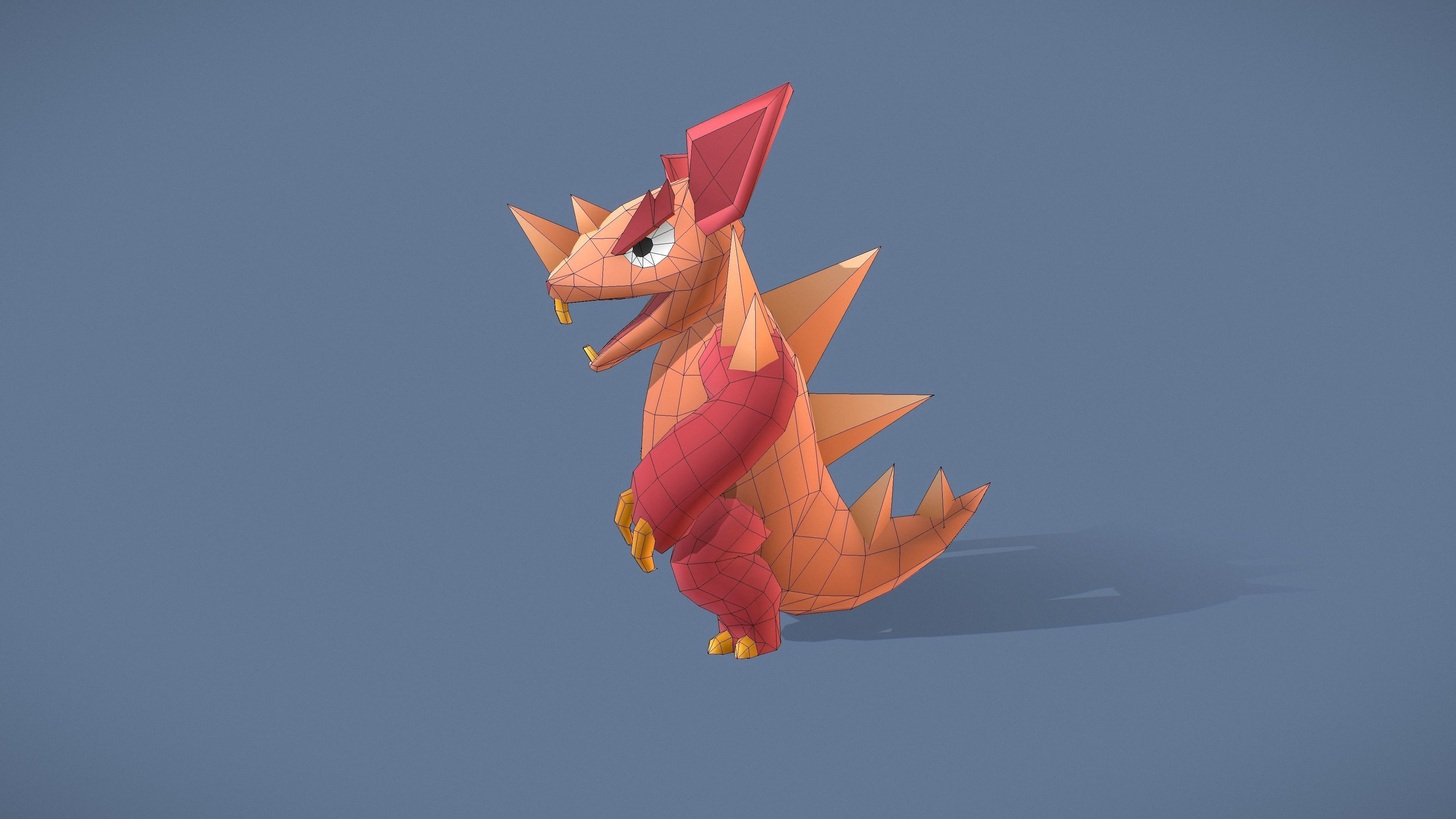 Cartoon Characters - Big Armadillo Warrior Low-poly 3D model_7