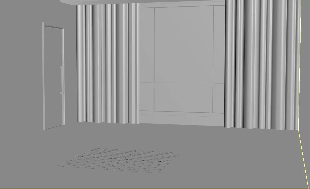 Livingroom room with curtains Free 3D model_0