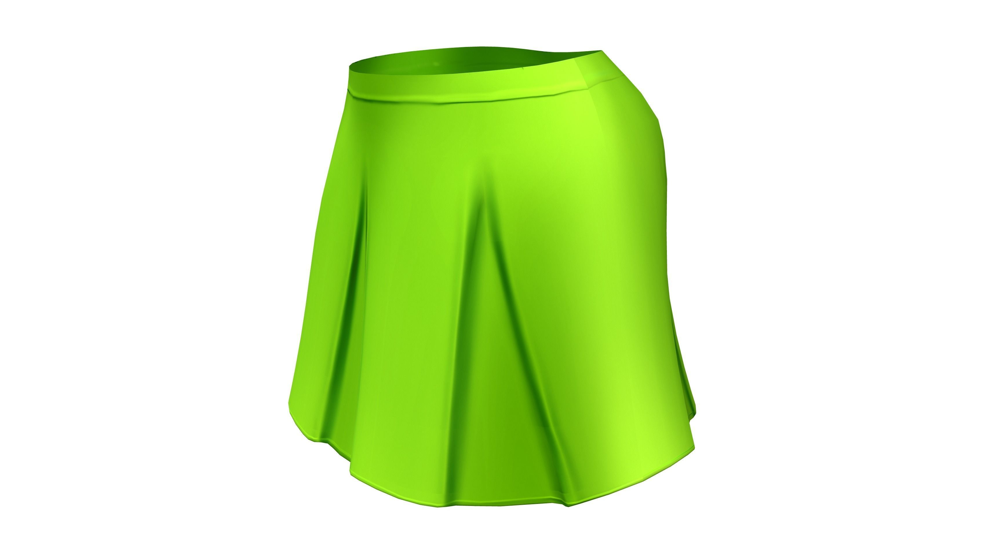 Ladies Pleated Short Skirt Low-poly 3D model_3