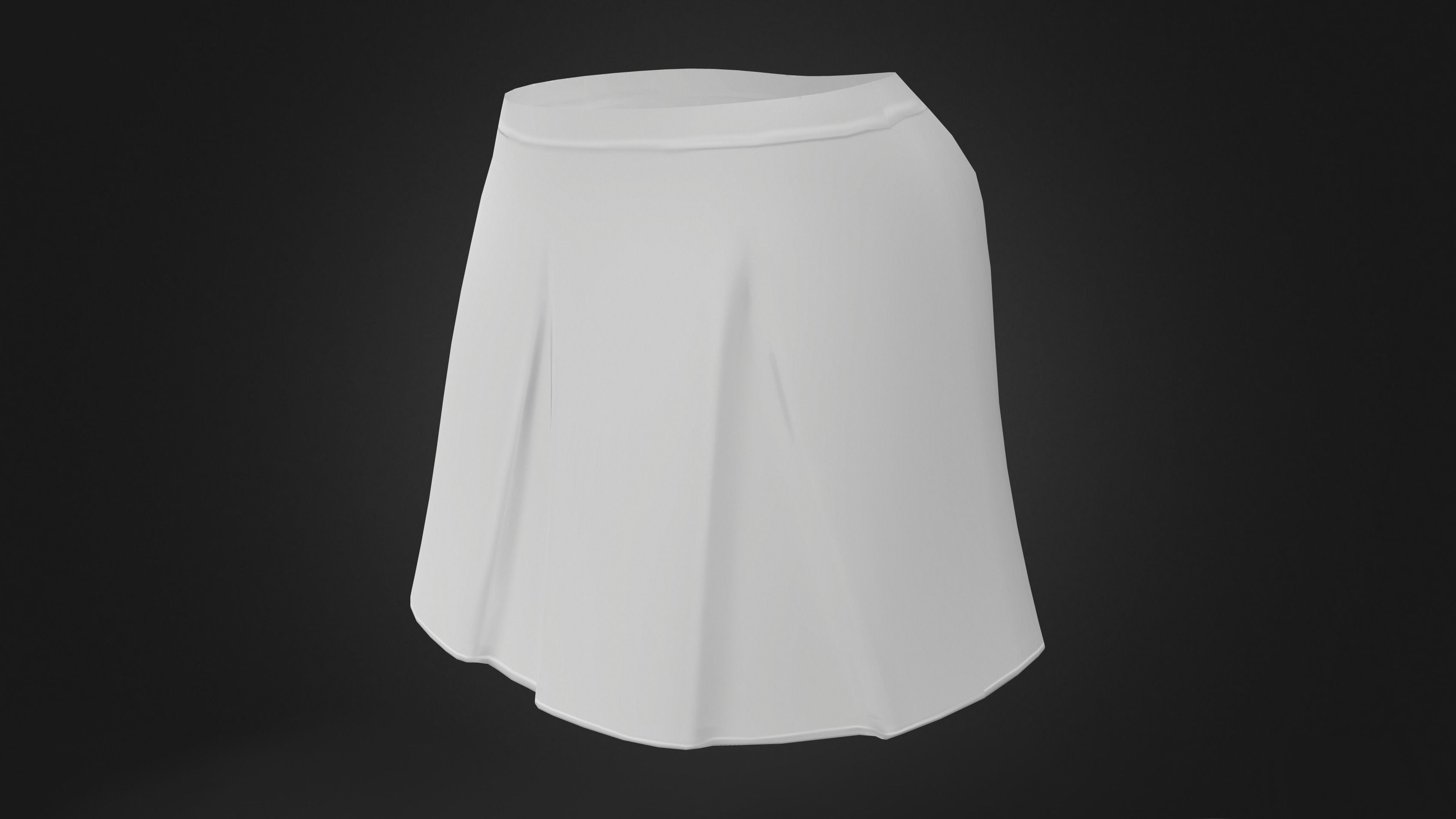 Ladies Pleated Short Skirt Low-poly 3D model_9