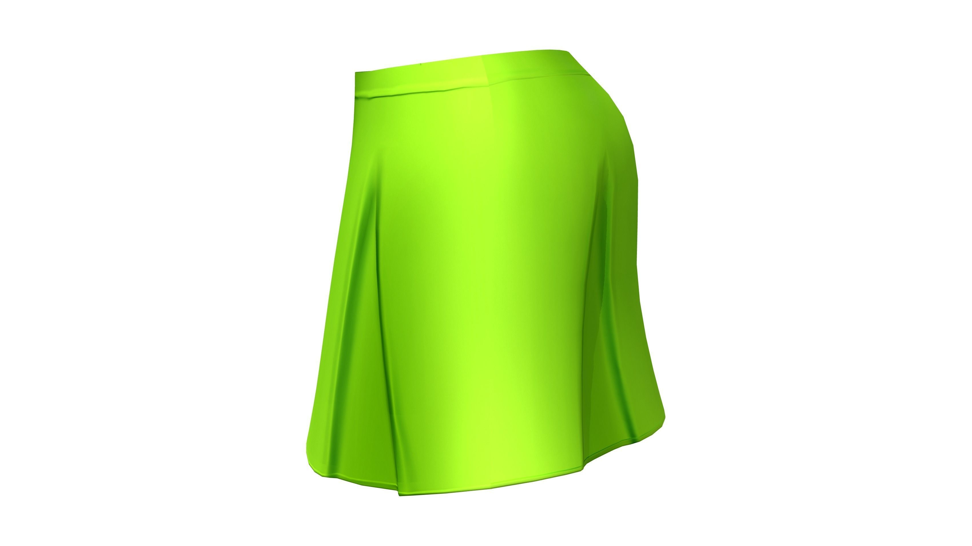 Ladies Pleated Short Skirt Low-poly 3D model_4