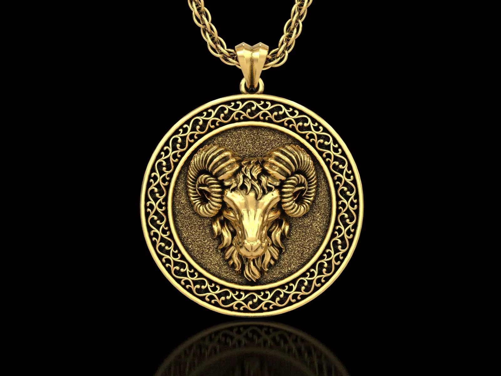 The Aries Zodiac Sign Ram Medallion Pendant V5 3D print model